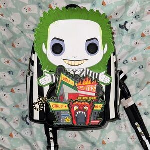 Loungefly Black and White Striped Backpack